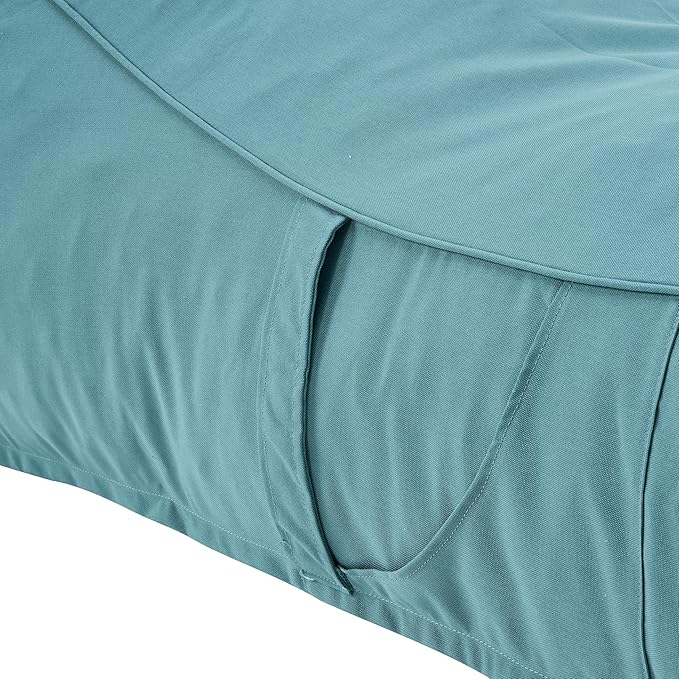 Merax Outdoor Bean Bag Chairs with Headrest, 71" L Large Lounger Chair for Adults Bean Bag Bed with Foam Filled for Patio Pool Balcony & Desk, Beige Fabric Outside Beanbag Chair, Teal