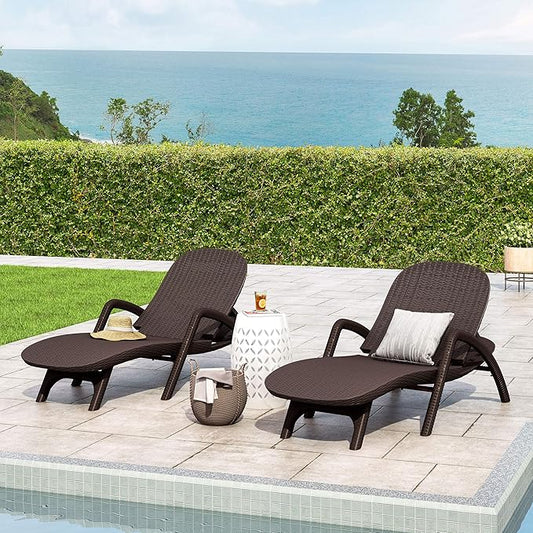 Christopher Knight Home Blanche Outdoor Faux Wicker Chaise Lounges (Set of 2), Dark Brown