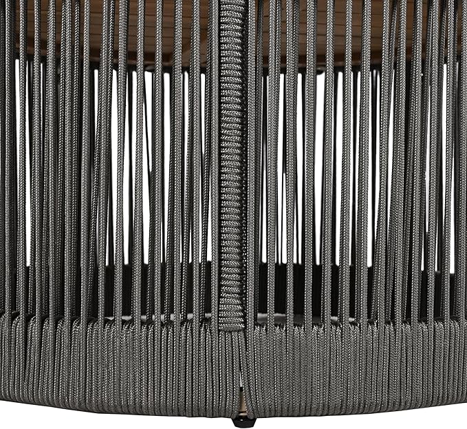 Christopher Knight Home Aueket Rustic Acacia Wood Coffee Table, 26" Round Farmhouse Outdoor Patio Center Table, Boho Home Decor, Iron Frame Rope Design, 220lbs Capacity, Easy Assembly, Teak+ Gray