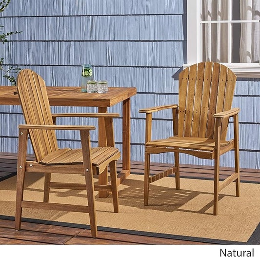 Great Deal Furniture Easter Outdoor Weather Resistant Acacia Wood Adirondack Dining Chairs (Set of 2), Natural Finish