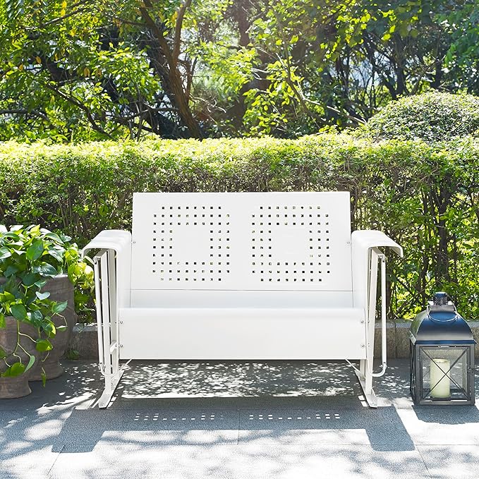 Crosley Furniture Bates Loveseat Glider - White