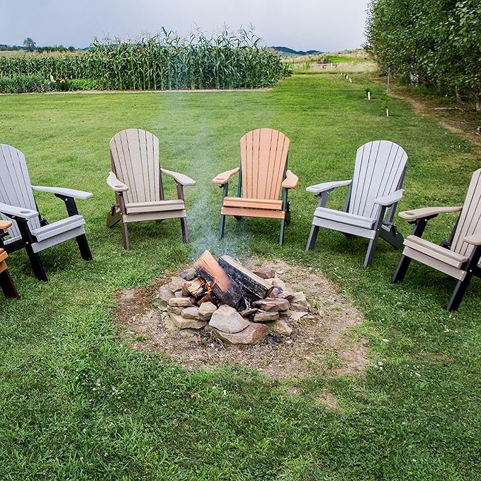 Furniture Barn USA Poly Folding Adirondack Chair, Weathered Wood and Tudor Brown