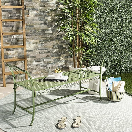 Safavieh Outdoor Collection Jovanna Antique Green 2 Seat Bench