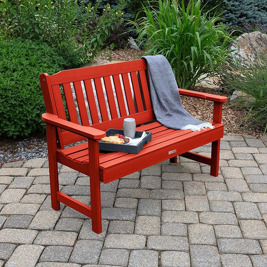 highwood Lehigh Garden Bench, 4 Feet, Rustic Red
