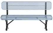 4 Feet Heavy Duty Park Bench with Back Portable Frame, Outdoor Steel Bench with Backrest, Expanded Metal Mesh Bench for Lawn, Park, Deck, Garden, Patio, Porch, Grey