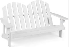 Giantex Kids 2-Seat Adirondack Chair - Fir Wood Double Loveseat with High Backrest, Arm Rest, 300 LBS Weight Capacity, Outdoor All Weather Porch Chair for Balcony, Backyard, Poolside, Yard (1, White)
