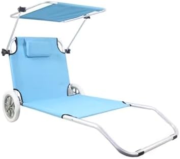Beach Chair with Canopy Shade, Foldable, Easy to Move, Good Load Bearing, Fabric, Sun Chairs Loungers, for Patio, Beach - Photo 1