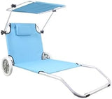 Beach Chair with Canopy Shade, Foldable, Easy to Move, Good Load Bearing, Fabric, Sun Chairs Loungers, for Patio, Beach - Photo 1