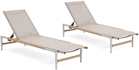 Christopher Knight Home Set of 2 Hargrove Patio Garden Chaise Lounges, Aluminum Frame - Photo 5