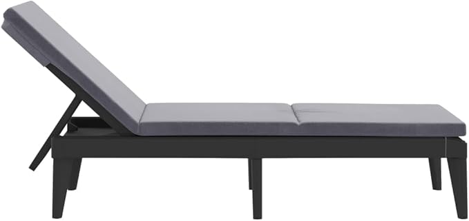 Adjustable Sun Lounger with Cushion, UV-Resistant Polypropylene Outdoor Chaise Lounge for Poolside Garden Patio - Photo 5