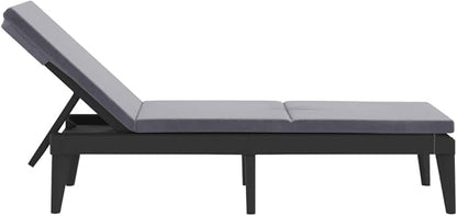 Adjustable Sun Lounger with Cushion, UV-Resistant Polypropylene Outdoor Chaise Lounge for Poolside Garden Patio, Lightweight Anthracite Furniture with Jute Finish, Supports 242.5 lbs