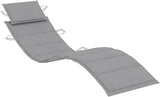 Foldable Sun Lounger Set of 2, Solid Acacia Wood Outdoor Chaise Lounge with Grey Cushions - Photo 6