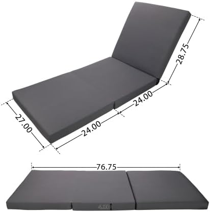 Christopher Knight Home Habers Acacia Acacia Wood Chaise Lounge with Triple Folds Cushion, Outdoor Sun Lounger with Adjustable Backrest, 77'' Patio Recliner Chair for Poolside Backyard, Teak+Dark Gray