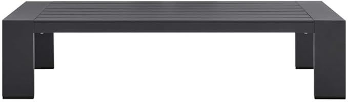 Pemberly Row Modern Outdoor Patio Coffee Table, Powder-Coated Aluminum, Gray Finish, Rectangular 51" W x 26.5" D x 12" H, Weather-Resistant with Non-Marking Foot Glides for Deck or Patio Use