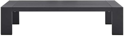Pemberly Row Modern Outdoor Patio Coffee Table, Powder-Coated Aluminum, Gray Finish, Rectangular 51" W x 26.5" D x 12" H, Weather-Resistant with Non-Marking Foot Glides for Deck or Patio Use