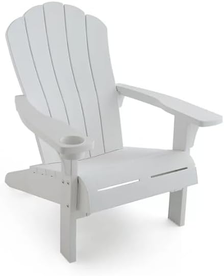 Generic Outdoor Everest Adirondack Chair with Integrated Cupholder (White)