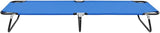 Folding Blue Sun Lounger Steel Frame Portable Camping Cot 22.8 x 74.8 x 11 in Weather-Resistant Polyester for Garden - Photo 3