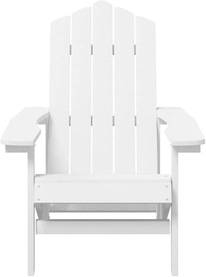 White HDPE Adirondack Garden Chair and Table Set, 2 Chairs and 1 Table, Durable Outdoor Furniture for Patio, Balcony, or Lawn, Weather-Resistant Polyethylene Construction,