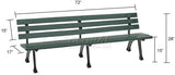 Global Industrial 6'L Outdoor Park Bench with Backrest, Recylced Plastic Slats, Wrought Iron Frame, 1985 lbs Capacity - Photo 2