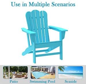 Adirondack Chair for Patio Deck Garden Plastic Adirondack Chair, Fire Pit Chair, Looks Exactly Like Real Wood, Widely Used in Outdoor, Deck, Outside, Garden, Campfire Chairs (Blue