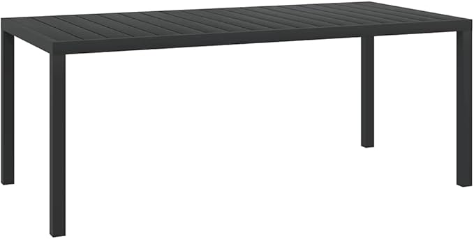 vidaXL Weather- Garden Terrace Patio Table – Durable, Easy-to-Assemble Black Outdoor Table with WPC Top and Powder-Coated Aluminum Frame – 72."x35.4"x29.1"