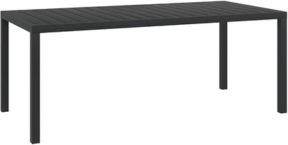vidaXL Weather- Garden Terrace Patio Table – Durable, Easy-to-Assemble Black Outdoor Table with WPC Top and Powder-Coated Aluminum Frame – 72."x35.4"x29.1"