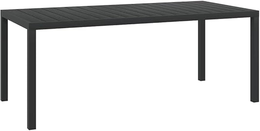 vidaXL Weather- Garden Terrace Patio Table – Durable, Easy-to-Assemble Black Outdoor Table with WPC Top and Powder-Coated Aluminum Frame – 72."x35.4"x29.1"