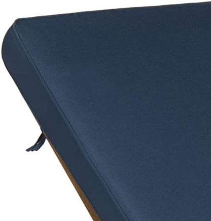 SAFAVIEH Outdoor Collection Newport Natural/ Navy Cushion Built-in Side Table Adjustable Chaise Lounge Chair