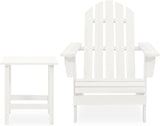 Patio Adirondack Chair with Table Solid Fir Wood White Garden Furniture - Photo 2