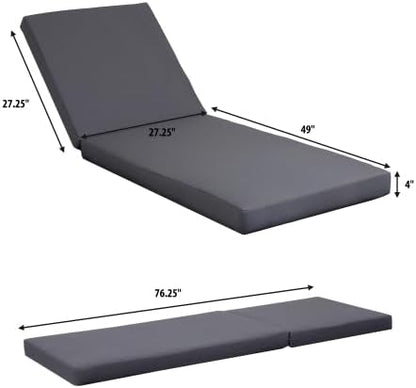 Merax 4-Piece Acacia Wood Chaise Lounge Set w/ 6-Position Adjustable Backrest & Cushion - Outdoor Patio Poolside Furniture, Grey