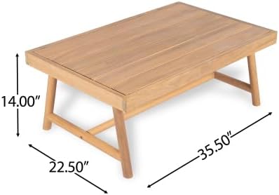 GDFStudio 35.5" Outdoor Acacia Wood Round Coffee Table Rustic Patio Coffee Table for Balcony Backyard Lawn Garden Seating Area, Teak