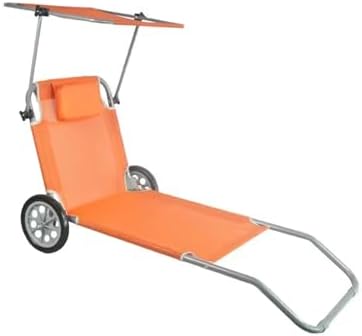 Beach Chair with Canopy Shade, Foldable, Easy to Move, Good Load Bearing, Fabric, Sun Chairs Loungers, for Patio, Beach - Photo 1