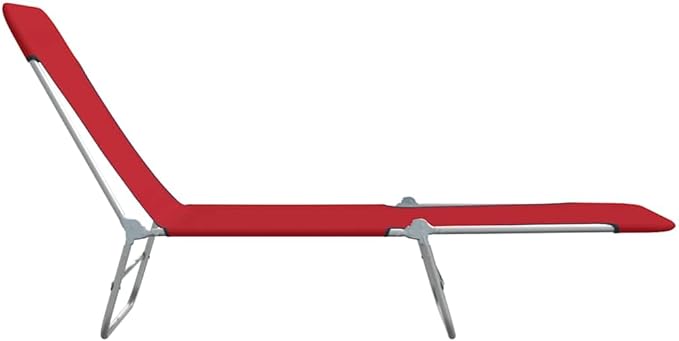 Red Folding Sun Lounger Set, 2-Pack, 71.7"x22"x9.6", Steel Frame, UV Fabric, for Garden Pool Camping