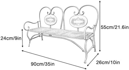 Folding Metal Garden Bench, 35in Outdoor Park Seat with Backrest & Armrests, 1022lb Capacity, Stylish White Garden Furniture for Patio, Yard & Balcony