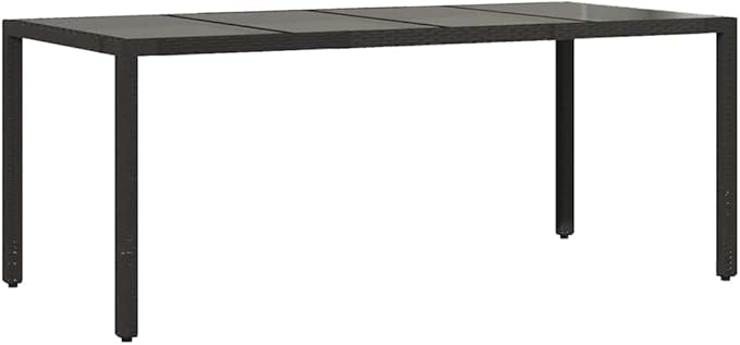 vidaXL Patio Table - Outdoor Garden Furniture - Black Poly Rattan - Rectangular Glass top - Patio/Deck/Garden use - Weather Resistant - 74.8"x35.4"x29.5"