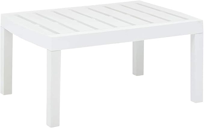 Garden Table White Plastic Outdoor Coffee Table Coffee Tables for Picnic Patio 30.7 in x 21.7 in x 15.0 Durable