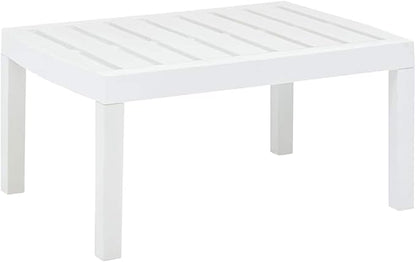 Garden Table White Plastic Outdoor Coffee Table Coffee Tables for Picnic Patio 30.7 in x 21.7 in x 15.0 Durable