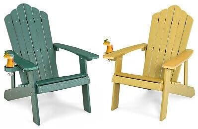 TM Replacement for/Fits 2 PCS Patio HIPS Adirondack Chair w/Cup Holder Weather Resistant Outdoor 380 LBS Size : 33.4" x 30" x 37"