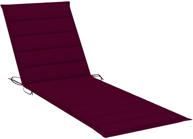 Retro Wood Outdoor Chaise Lounge 24"x16"x34" Acacia Sunlounger with Table Wine Red Cushion Foldable Reclining Patio - Photo 9