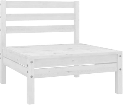4-Piece Patio Lounge Set Solid Pinewood White Outdoor Furniture Set for Garden Balcony Porch with Modular Sofa and Ottoman