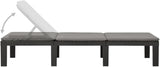 Sun Lounger with Cushion Plastic Anthracite, Outdoor Chaise Lounge Chair for Beach, Sunbathing, Patio, Pool, Lawn, Deck - Photo 6