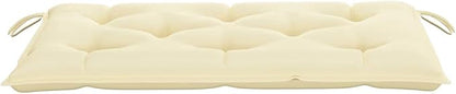 Outdoor Patio Bench,Outside Garden Park Bench Furniture,Durable,Wooden,Outdoor Seating for Yard, Porch, Deck, Entryway or Backyard,Garden Bench with Cream White Cushion 44.1" Solid Teak Wood