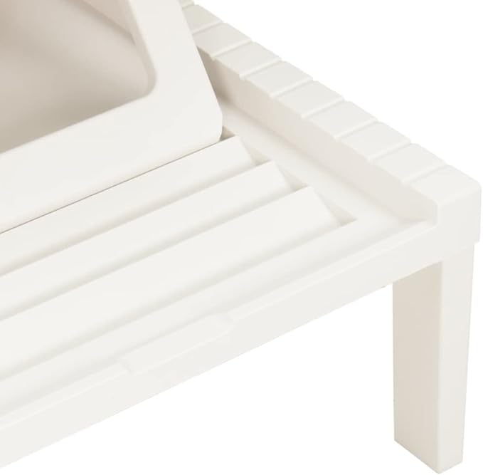 Sun Lounger with Cushion Plastic White,Outdoor Chaise Lounge Chair for Beach, Sunbathing, Patio, Pool, Lawn, Deck, Lay Flat Portable Lightweight