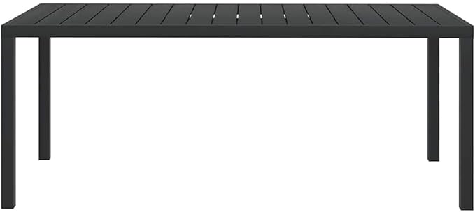vidaXL Weather- Garden Terrace Patio Table – Durable, Easy-to-Assemble Black Outdoor Table with WPC Top and Powder-Coated Aluminum Frame – 72."x35.4"x29.1"