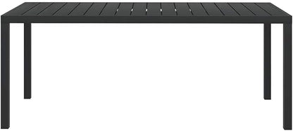 vidaXL Weather- Garden Terrace Patio Table – Durable, Easy-to-Assemble Black Outdoor Table with WPC Top and Powder-Coated Aluminum Frame – 72."x35.4"x29.1"