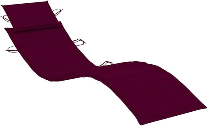 Sunlounger Wine red Cushion, Natural Wood Poolside Chair Garden Sun Lounger for Pool Poolside - Photo 6
