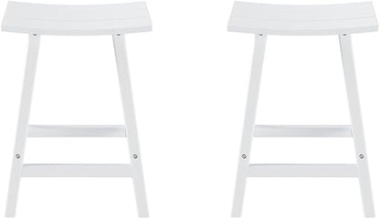 Costaelm All-Weather Bar Stools Set of 2, 24" Height Outdoor Bar Stools, Adirondack Poly Patio Bar Stool for Patio, Deck, Kitchen Counter and Garden, White