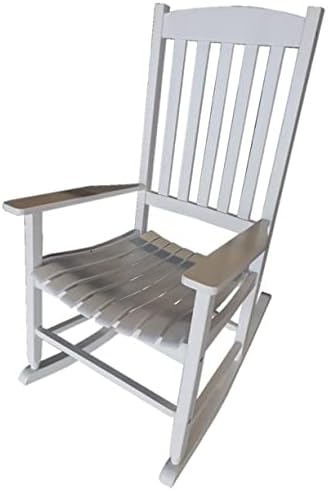 Outdoor Wood Porch Rocking Chair, White Color, Weather Resistant Finish QWE06