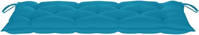 Light Blue Cushioned Bamboo Folding Garden Bench with Polyester Seat, 46.5 Inch Weather-Resistant Patio Furniture for Outdoor Relaxation and Social Spaces