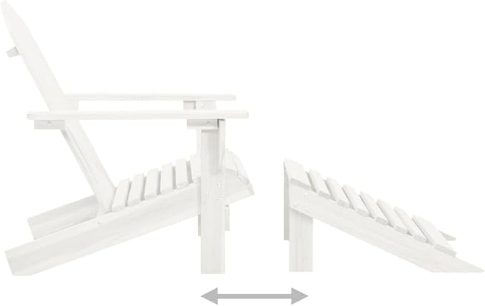Solid Hardwood Patio Chair with Ottoman White Outdoor Furniture Set, Vintage Wooden Lounge Chair for Garden Backyard Poolside Reading and Relaxing, 35.4" D x 34.6" H Weather-Resistant Design